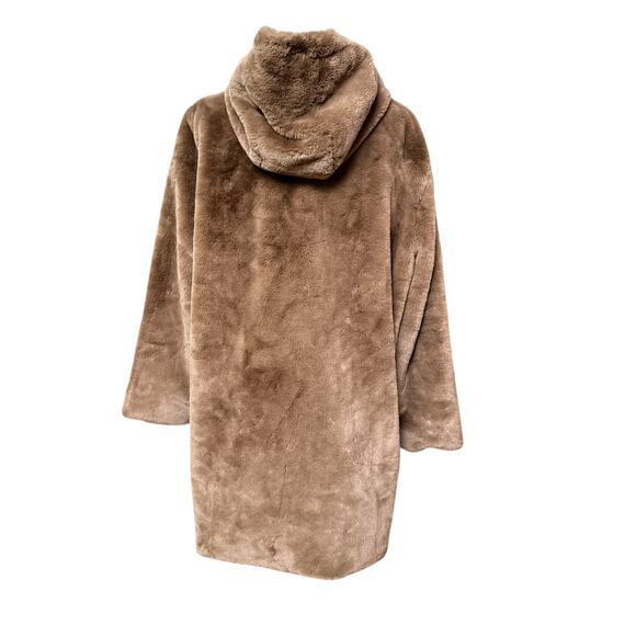 Zara Faux Fur Zip Front Teddy Bear Coat Jacket Size XL Long Sleeves Side Pockets - Picture 7 of 13